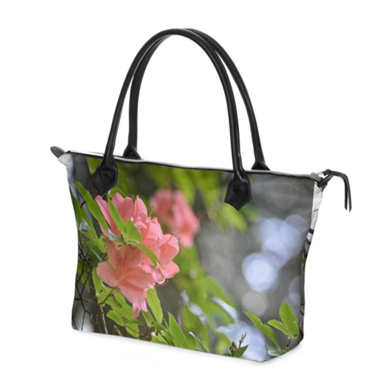 Japanese Pink Flowers Nappa Leather Handbag